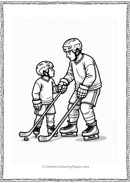 Hockey Player With Coach Demonstrating Skills Free PDF Printable