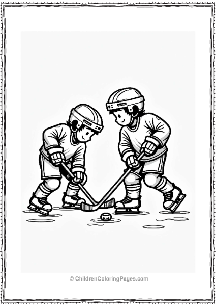 Hockey Players Battling For The Puck Free PDF Printable