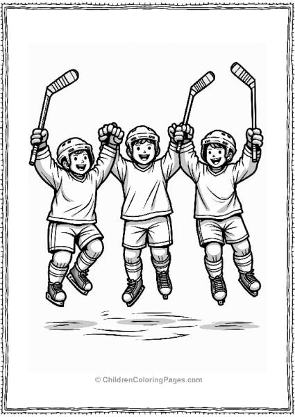 Hockey Players Celebrating A Goal Free PDF Printable