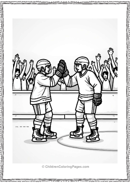 Hockey Players High Fiving On Ice Free PDF Printable
