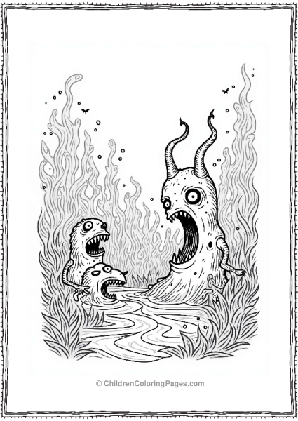 Horror Theme Bizarre Creatures In The Mist Free PDF Printable