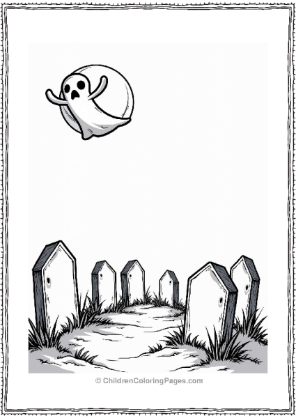 Horror Theme Creepy Graveyard With A Floating Ghost Free PDF Printable