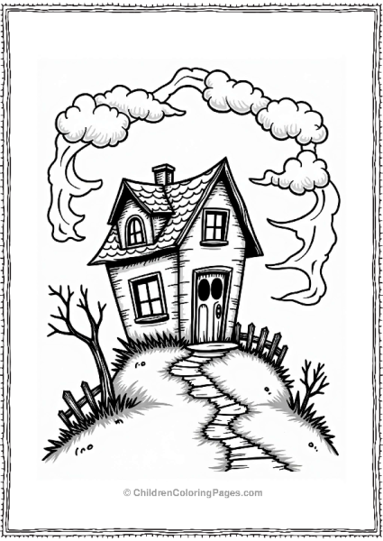 Horror Theme Haunted House On A Hill Free PDF Printable