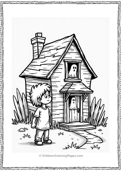 Horror Theme Nervous Child By Haunted House Free PDF Printable