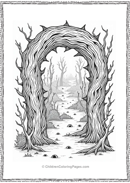 Horror Theme Twisted Maze Of Thorns With Ominous Eyes Free PDF Printable