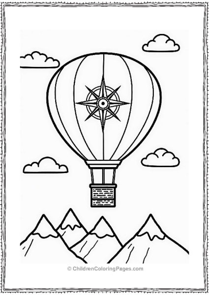 Hot Air Balloon Above Mountains Free PDF Printable