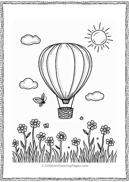 Hot Air Balloon In A Meadow Free PDF Printable