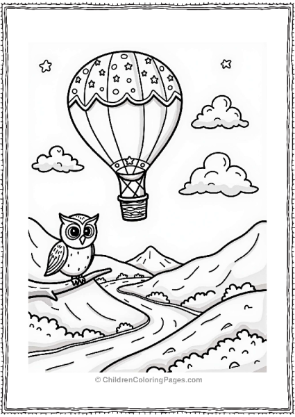 Hot Air Balloon Over Hills And River Free PDF Printable