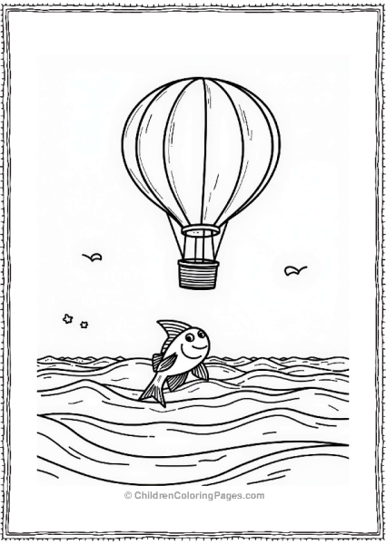 Hot Air Balloon Over The Ocean Free PDF Printable