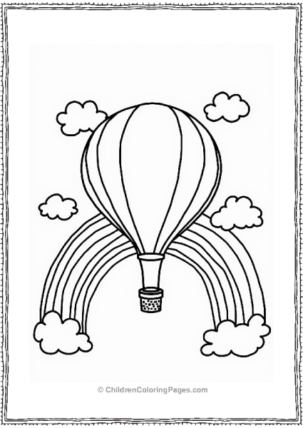 Hot Air Balloon Through A Rainbow Free PDF Printable