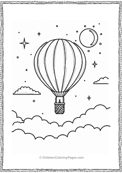 Hot Air Balloon Under The Moon Free PDF Printable