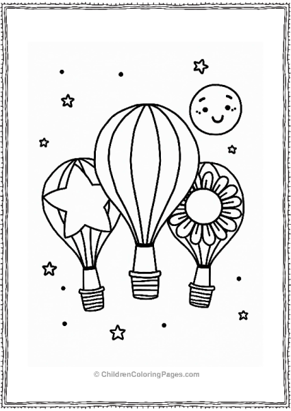 Hot Air Balloons In A Starry Sky Free PDF Printable