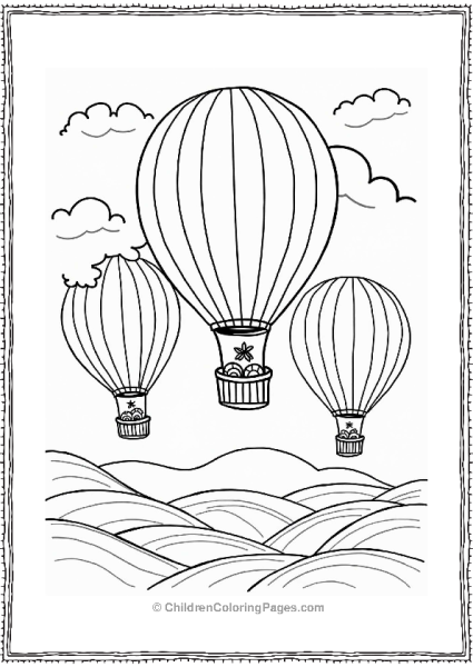 Hot Air Balloons Over Rolling Hills Free PDF Printable