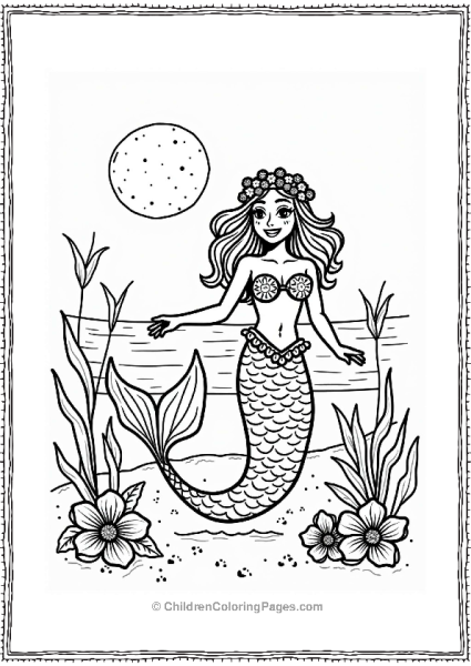Joyful Mermaid At A Luau Free PDF Printable