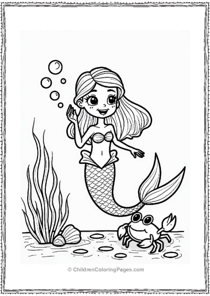 Joyful Mermaid Blowing Bubbles Free PDF Printable