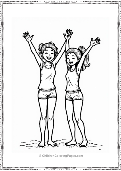 Joyful Players Celebrating Volleyball Victory Free PDF Printable