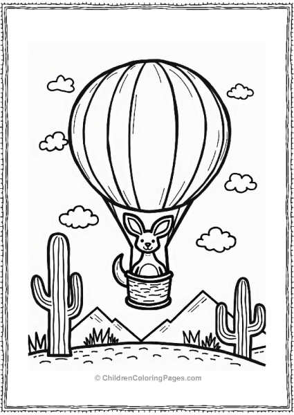 Kangaroo In A Colorful Hot Air Balloon Free PDF Printable