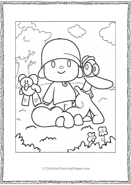 Kawaii Pocoyo Elly Pato And Loula Coloring Sheet Free PDF Printable