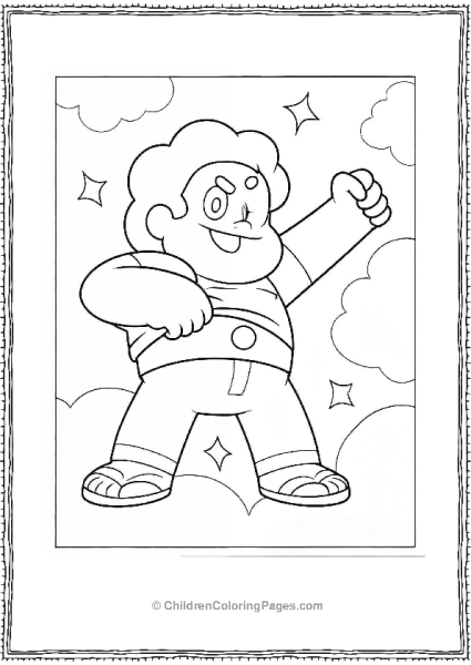Kawaii Steven Universe Punching Air Coloring Sheet For Preschoolers Free PDF Printable