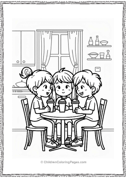 Kids Enjoying Milkshakes At Home Free PDF Printable