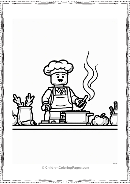 Lego Chef Cooking In A Minimalist Kitchen Free PDF Printable