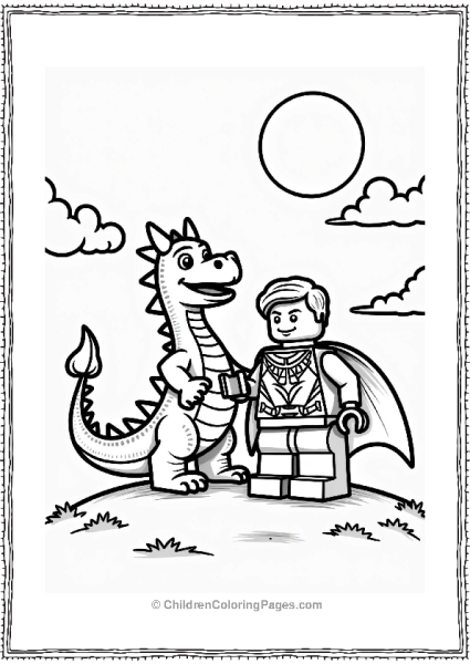 Lego Dragon And Hero On A Hill Free PDF Printable