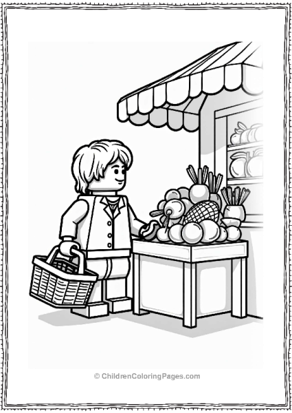 Lego Figure Shopping At A Market Stall Free PDF Printable