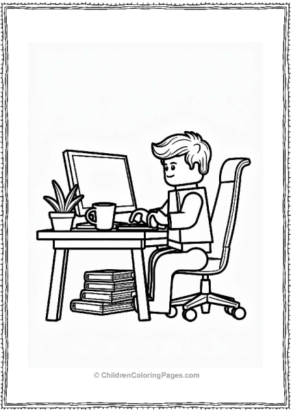 Lego Figure Working At A Desk Free PDF Printable