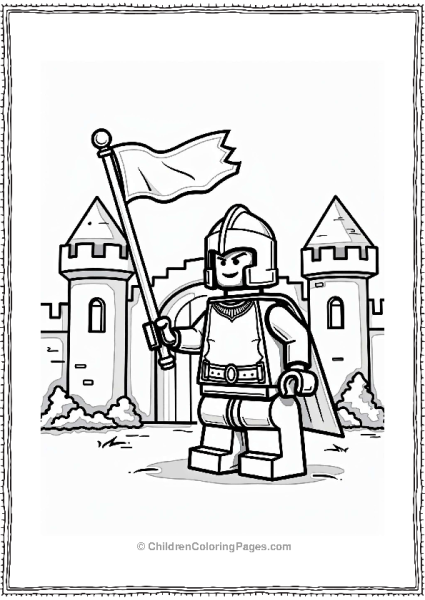 Lego Knight In Front Of Castle Free PDF Printable