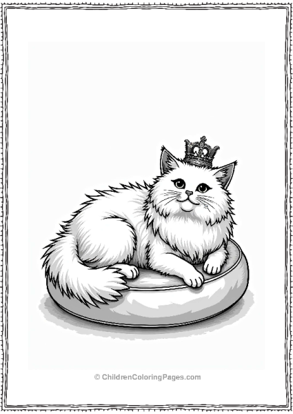Majestic Persian Cat On Velvet Cushion Free PDF Printable