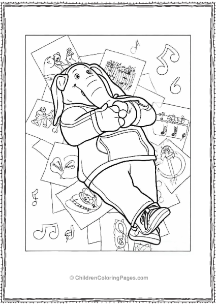 Meena Daydreaming While Listening To Music Sing Coloring Sheet Free PDF Printable