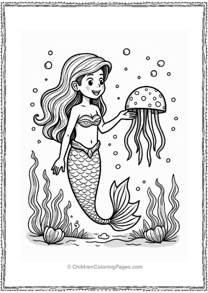 Mermaid And Jellyfish Scene Free PDF Printable