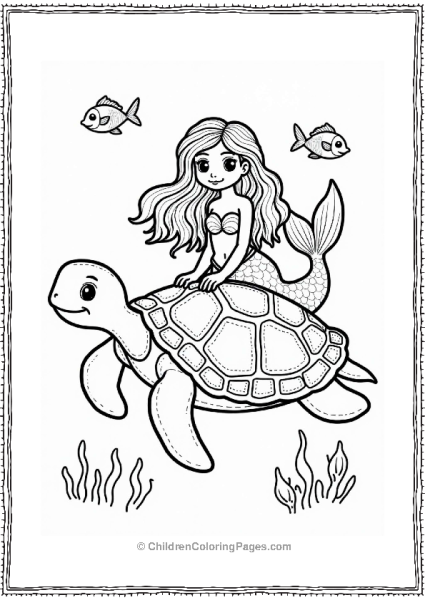 Mermaid And Sea Turtle Scene Free PDF Printable