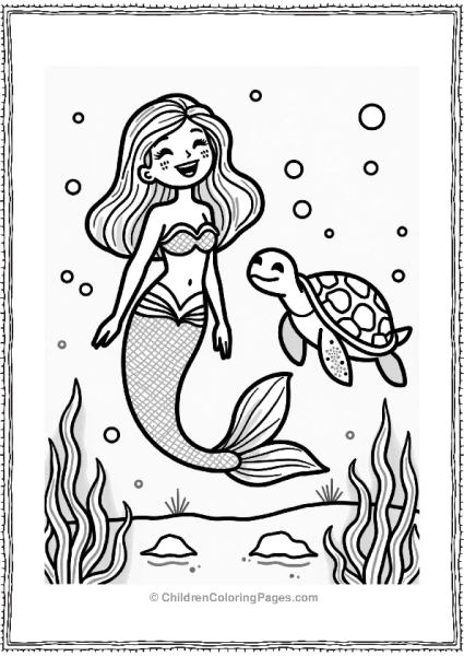 Mermaid And Sea Turtle Underwater Free PDF Printable