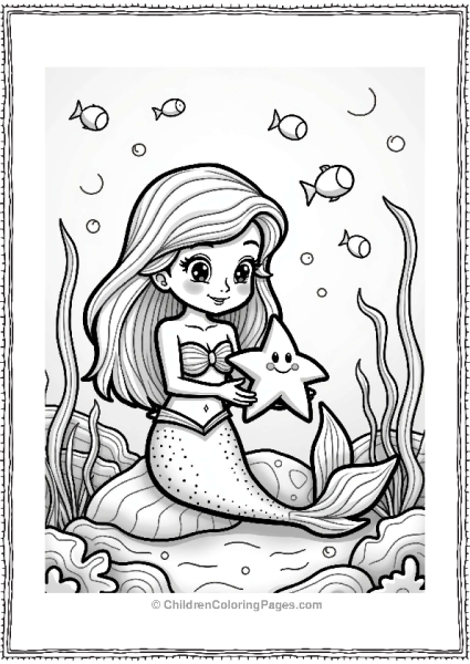 Mermaid And Starfish Under The Sea Free PDF Printable