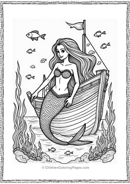 Mermaid And Sunken Ship Free PDF Printable