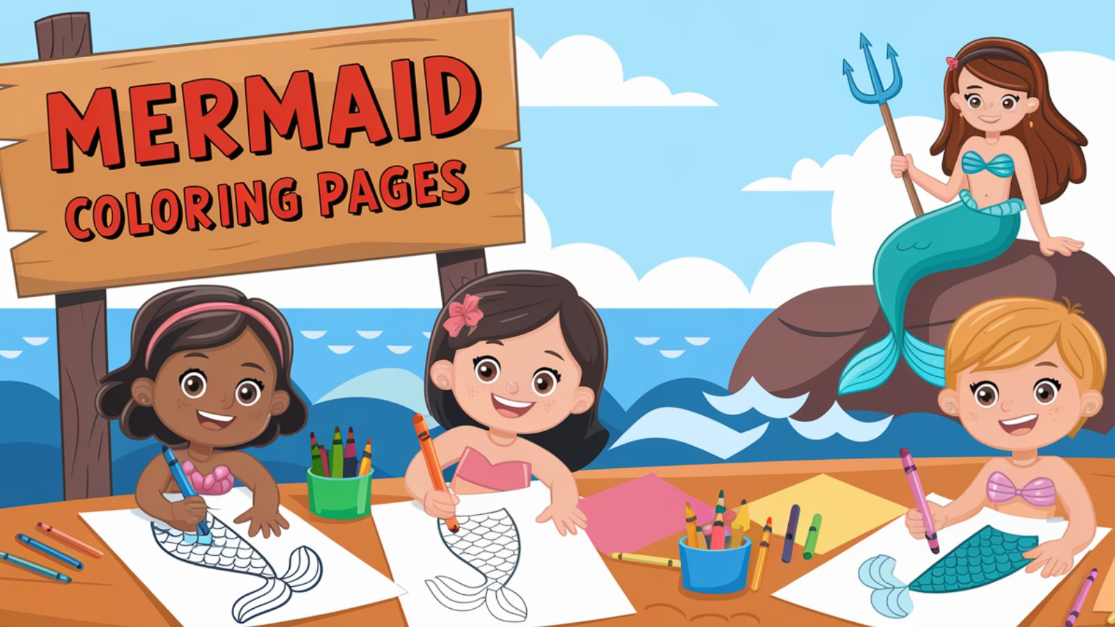 Mermaid Coloring Pages – Free PDF Printables 🧜‍♀️