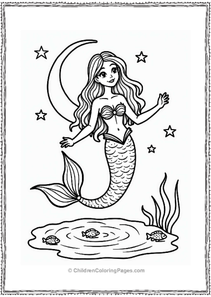 Mermaid Dancing Under The Moonlight Free PDF Printable
