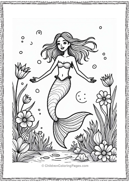 Mermaid In An Underwater Garden Free PDF Printable