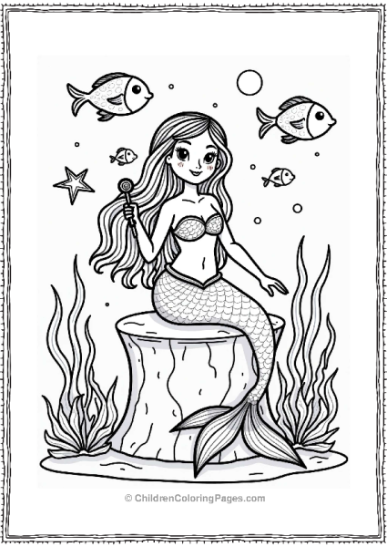 Mermaid On Coral Throne Free PDF Printable