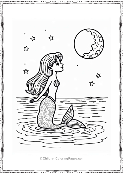 Mermaid Under The Moonlight Free PDF Printable