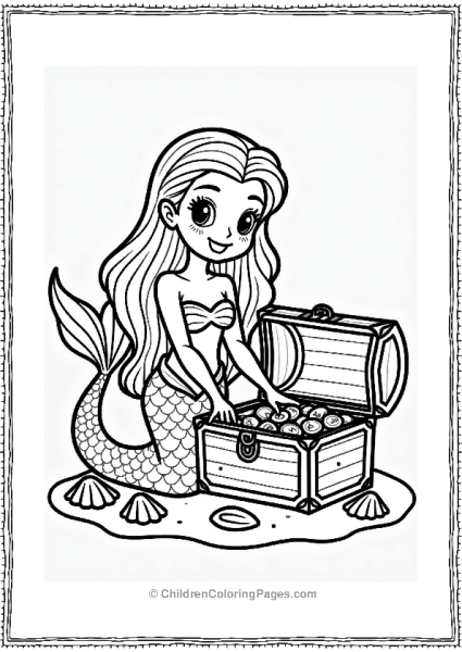 Mermaid With Treasure Chest Free PDF Printable
