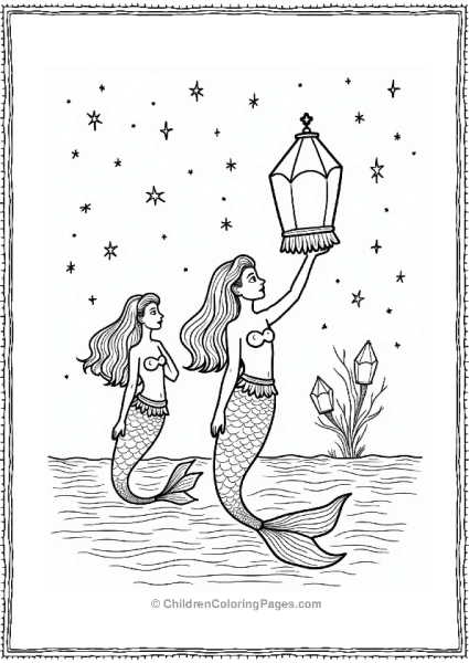 Mermaids Launching Lanterns Into The Night Sky Free PDF Printable