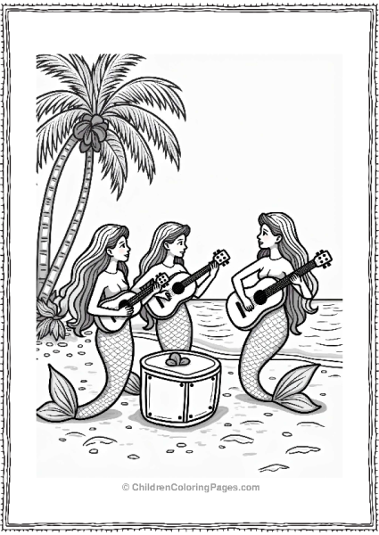 Mermaids Playing Music At The Beach Free PDF Printable
