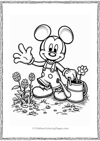 Mickey Mouse Gardening In The Garden Free PDF Printable