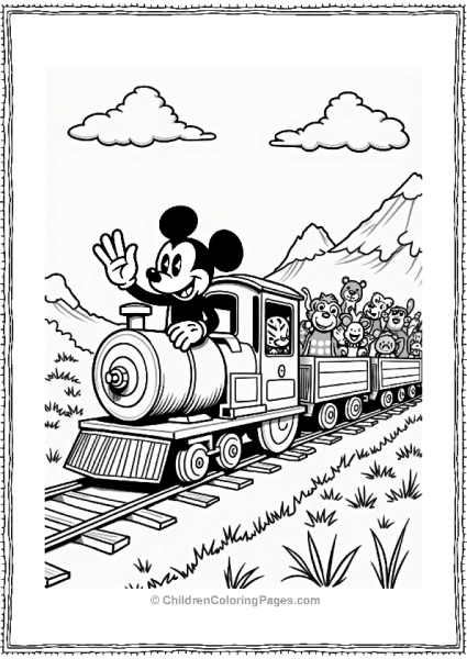 Mickey Mouse On A Whimsical Train Free PDF Printable