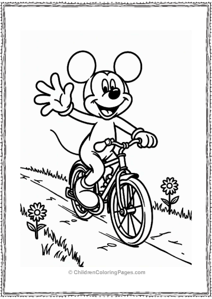 Mickey Mouse Riding A Bicycle Free PDF Printable