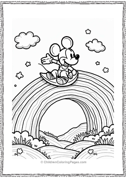 Mickey Mouse Sliding Down A Rainbow Free PDF Printable