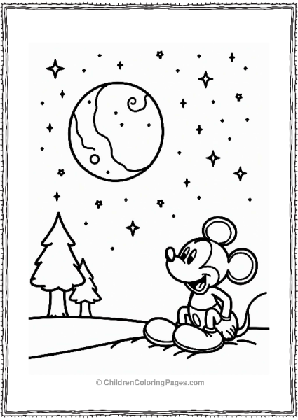 Mickey Mouse Under A Starry Night Sky Free PDF Printable