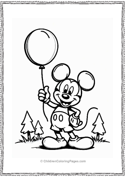 Mickey Mouse With A Balloon Free PDF Printable